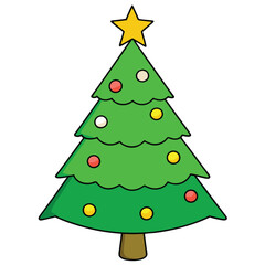 Christmas tree vector illustration Isolated white background.