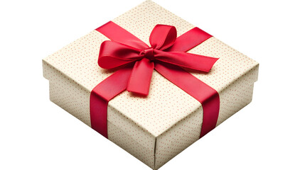 Fototapeta premium Gift box with red ribbon, isolated on white background