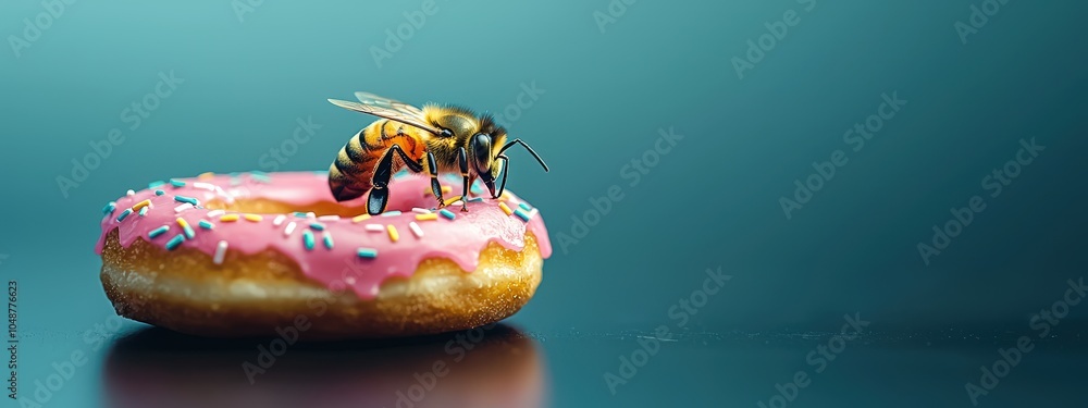 Aufkleber bee buzzing around a donut chart, symbolizing the circular flow of management processes