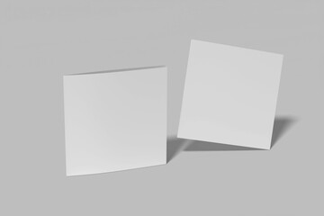 blank square bifold brochure mockup front view 