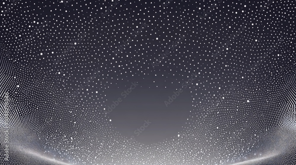 Poster abstract dark background with a scattering of white dots.