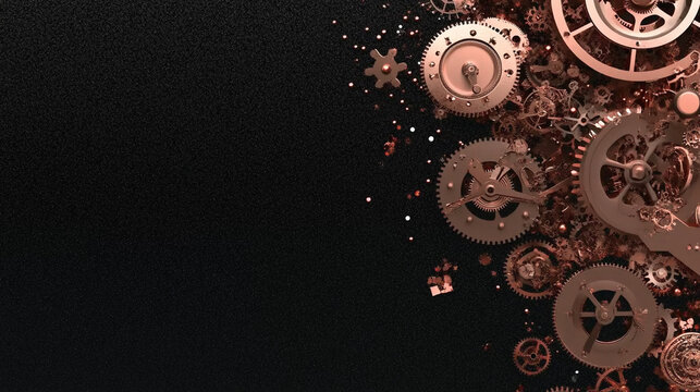 Black steampunk themed background. AI Generated