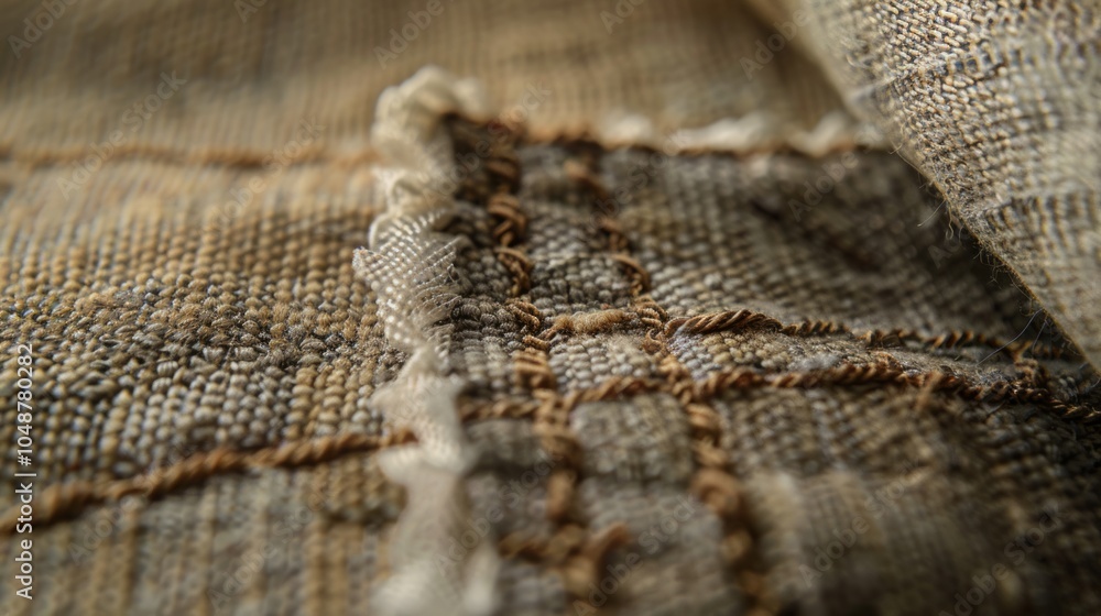 Poster the fabric has visible stitching, with a zigzag pattern of thread on one edge