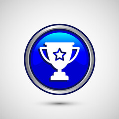 Award icon design illustration, Winning icon, Champion symbol, Blue color round button design