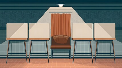 Illustration of Voting Booths with Privacy Dividers
