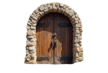 old wooden door isolated on white