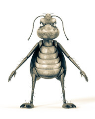 roach bug cartoon is standing up on white background