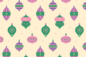 Seamless pattern with christmas balls. Vector illustration.