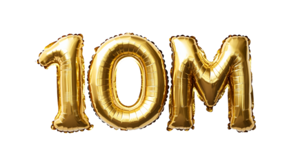 10M Golden Shiny Balloons, cut-out, transparent background