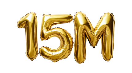 15M Golden Shiny Balloons, transparent background