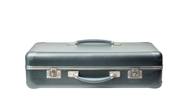 Big gray travel suitcase, isolated on white background
