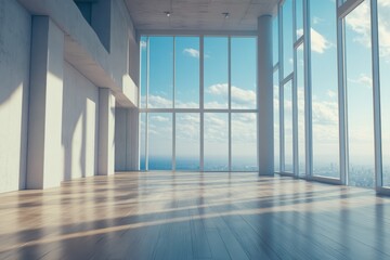 Obraz premium Modern Empty Room with City View and Natural Light