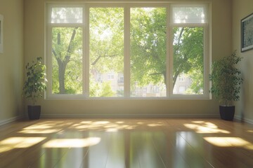 Fototapeta premium Bright and Airy Room with Large Windows