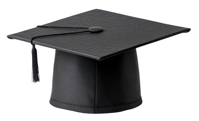 Black graduation cap, white isolate background
