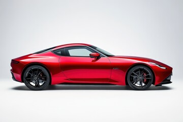 Obraz premium Sleek and powerful red sports car on a white background