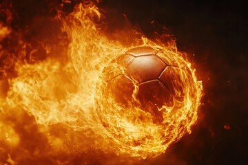 Flaming Soccer Ball in Intense Motion