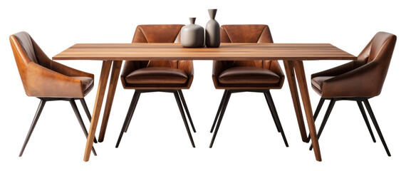 PNG A modern wood dinning furniture set minimalist interior chairs.