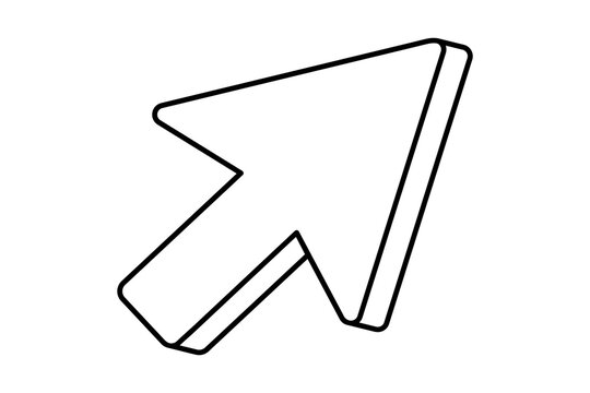 Hand drawn cute outline illustration of mouse cursor. Flat vector interface arrow line art doodle. Direction symbol. Social media icon or sticker. Tap or click. Computer pointer navigation. Isolated.