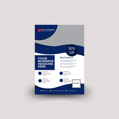 Blue Color Natural shape Corporate Flyer or Brochure Template Design for Marketing.
