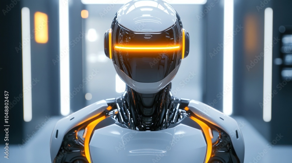 Aufkleber futuristic robot in a sci-fi setting