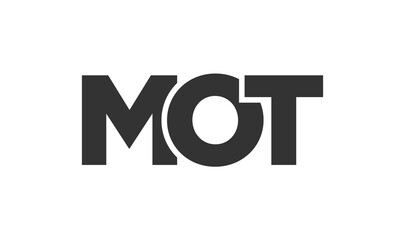 MOT logo design template with strong and modern bold text. Initial based vector logotype featuring simple and minimal typography. Trendy company identity.