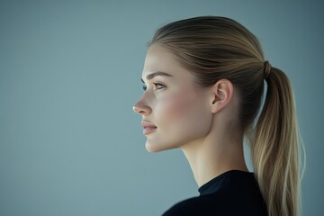 Profile View of a Woman with Long Hair