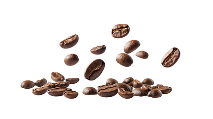 Obraz premium Falling coffee beans, isolated on white background