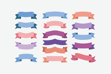 Obraz premium Vector illustration ribbon banners in various pastel colors on a white background, easily editable file