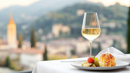 
A prosecco menu featuring glasses of crisp prosecco with fresh fruit garnishes