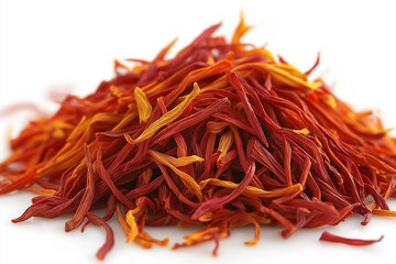 Naklejka premium Vibrant strands of saffron ready for culinary delight and vibrant flavors. Generative AI