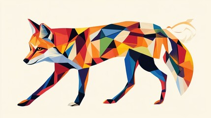 Obraz premium Abstract geometric animal illustrations with bold color blocks, creating a modern artistic theme.