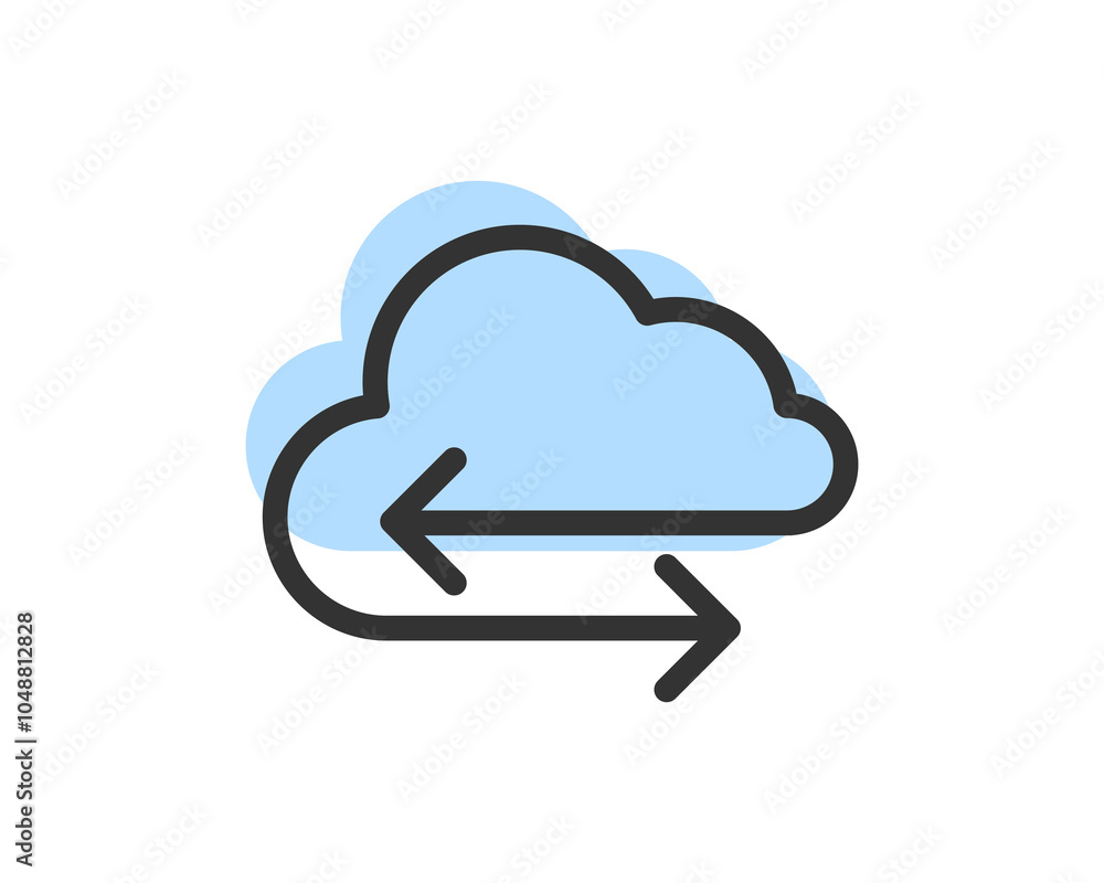 Poster cloud storage and data transfer vector icon. computing service and network related line icons. datab