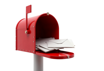 red mail box with mailbox