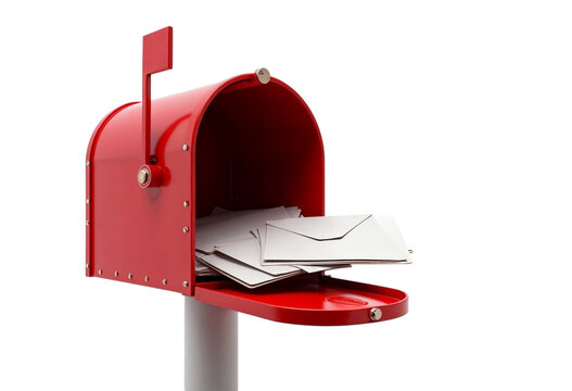 red mail box with mailbox