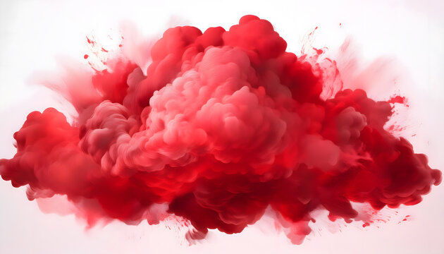 A red cloud of smoke with a white background
