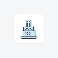 Cake color shadow thinline icon , vector, pixel perfect, illustrator file