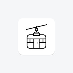 Ropeway icon, mountain, travel, transport, cable line icon, editable vector icon, pixel perfect, illustrator ai file