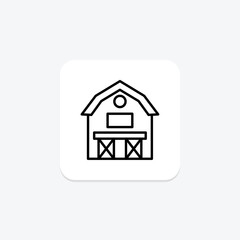 Farmhouse icon, home, rural, nature, rustic line icon, editable vector icon, pixel perfect, illustrator ai file © Blinix Solutions