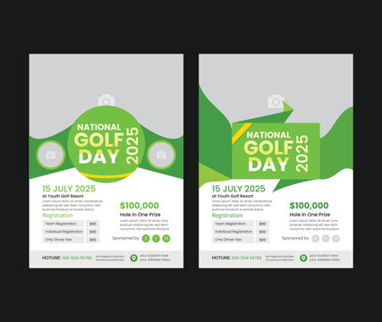 Golf tournament flyer template. with sports event poster and annual brochure Illustrator EPS 10