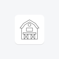 Farmhouse icon, home, rural, nature, rustic thinline icon, editable vector icon, pixel perfect, illustrator ai file © Blinix Solutions