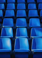Fototapeta premium Rows of empty blue stadium seats.