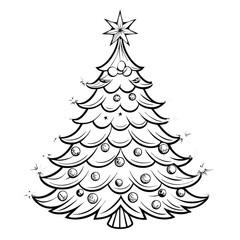 Christmas tree hand-drawn vector illustration Isolated white background.