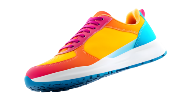 Colorful cool running sneakers mockup, isolated on white background