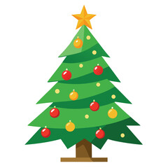 Christmas tree vector illustration Isolated white background.