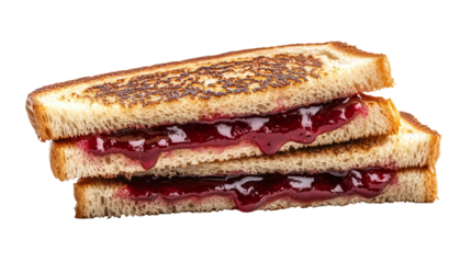 A slice of bread with jam on the transparent background