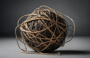 tangled ball of string unraveling, symbolizing the release of anxious thoughts