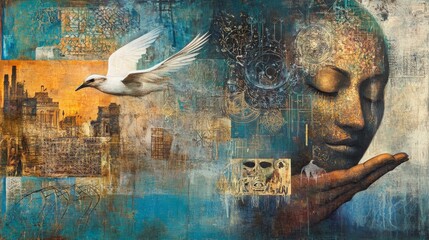 Fototapeta premium A modern interpretation of mystic beliefs, blending ancient wisdom with contemporary practices,