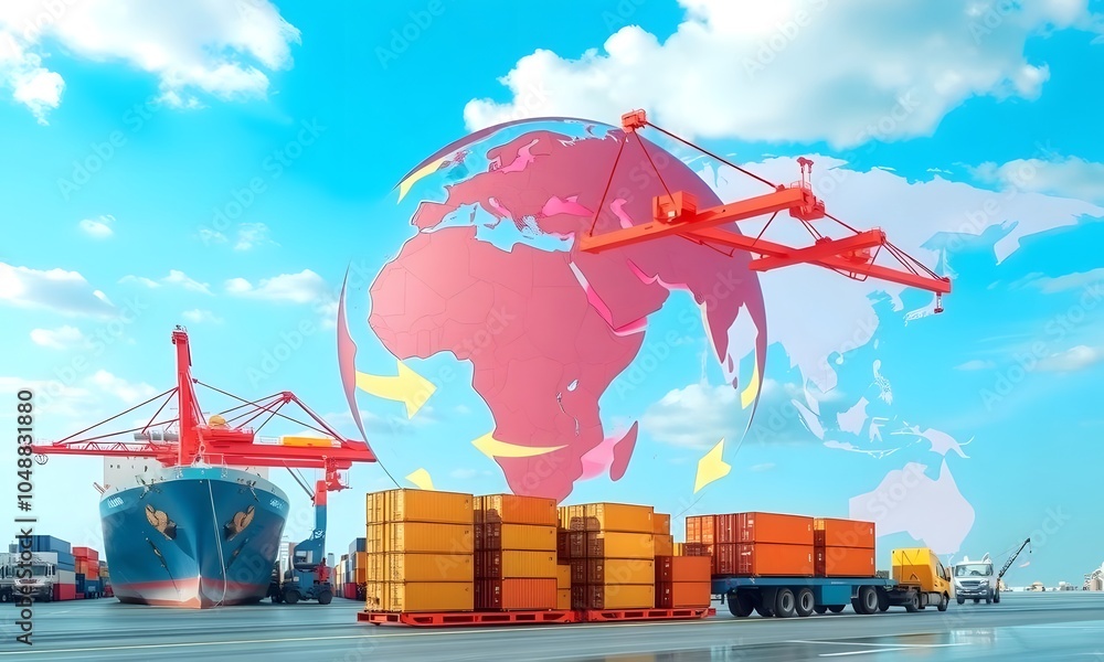 Wall mural detailed overview of global supply chain management, focusing on logistics, distribution, and strate