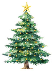 Fototapeta premium PNG Festive decorated Christmas tree illustration