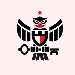 heraldic owl bird vintage illustration